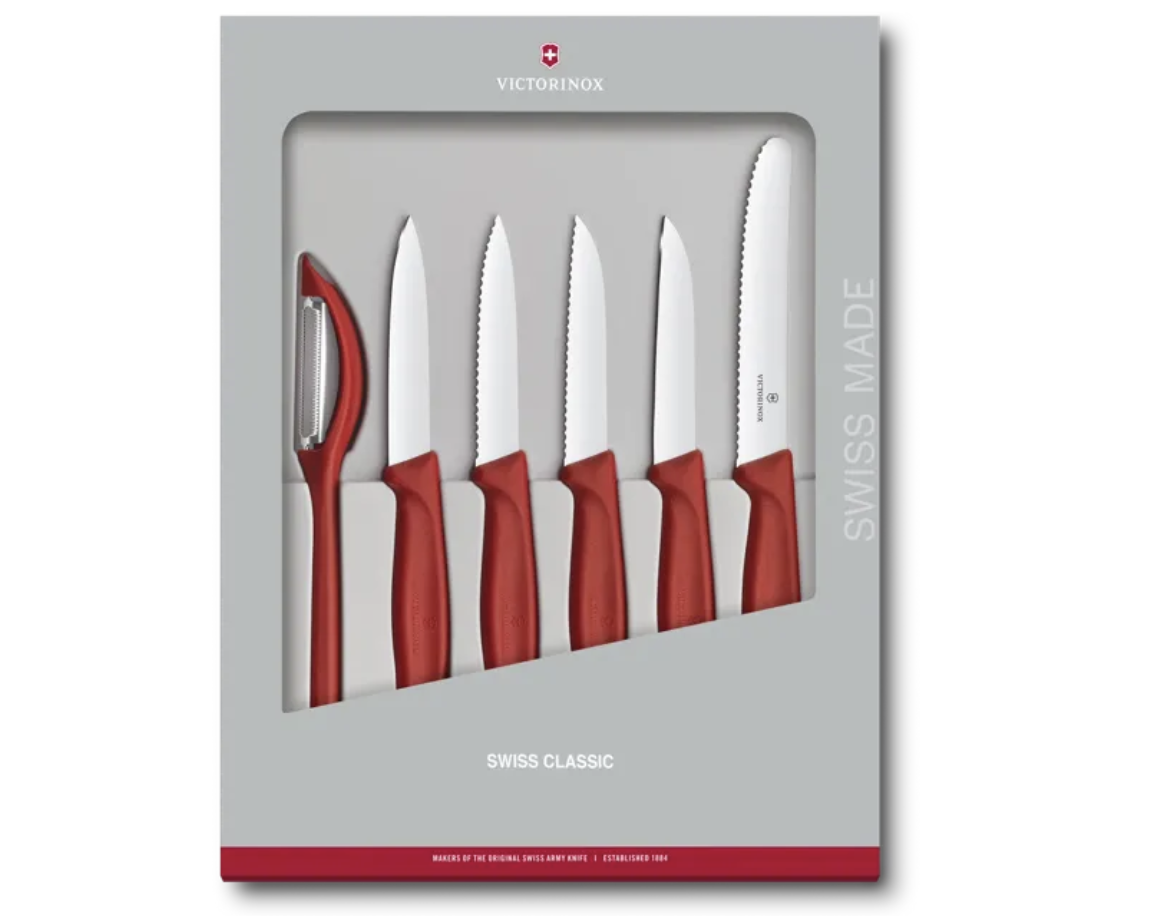 Swiss Classic Paring Knife 6 piece Set in Red